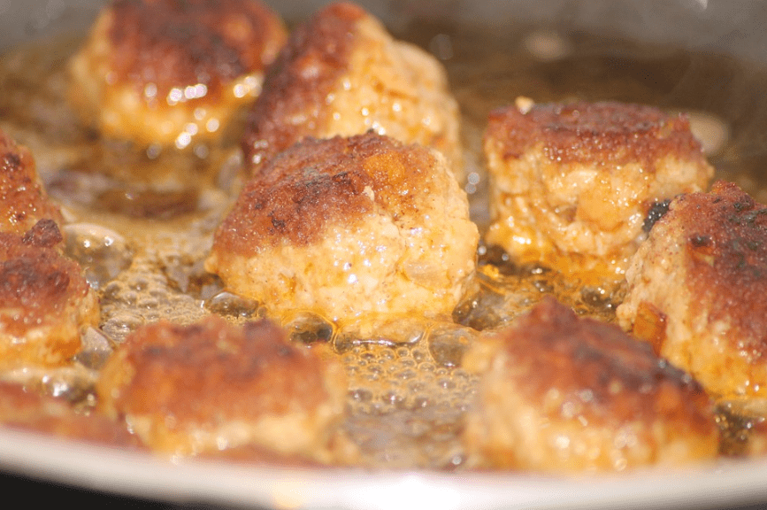 cooking meatballs