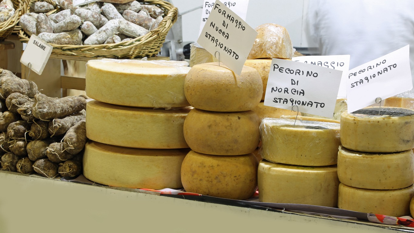 Italian cheese with text PECORINO