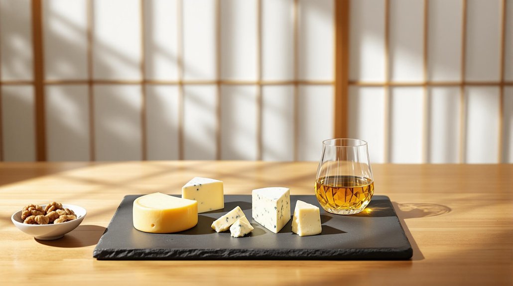 delicate japanese whisky and cheese