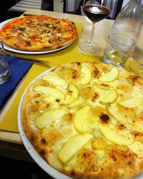 Two pizzas in Omegna, at Lake Orta
