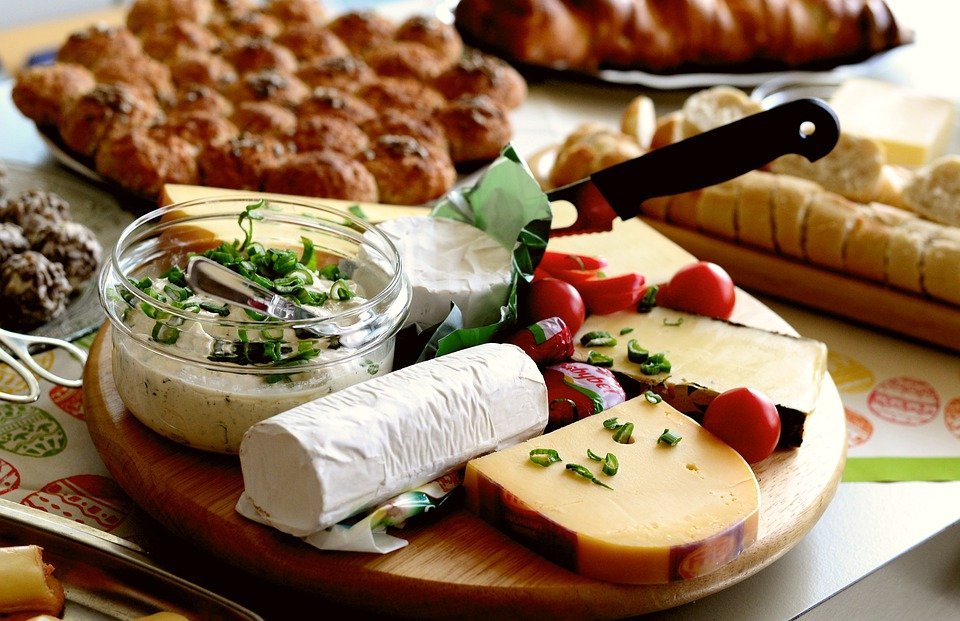 cheese plate with different kinds of cheeses