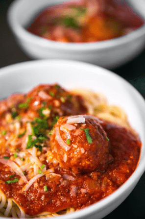 meatballs on pasta