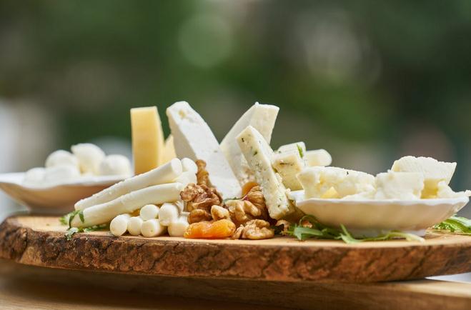 Platter of snacks with cheese